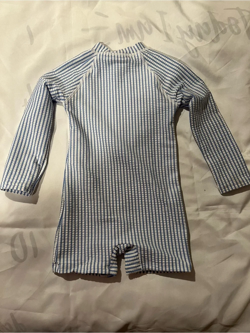 Tommy Bahama Blue & White Stripe Shortie Swim Suit with Sun Hat Size 24 Months